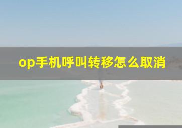 op手机呼叫转移怎么取消