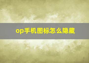 op手机图标怎么隐藏