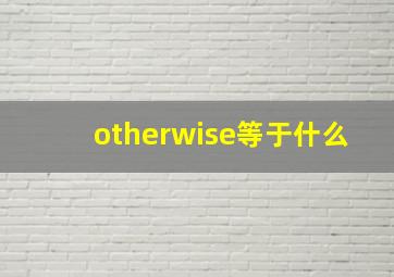 otherwise等于什么