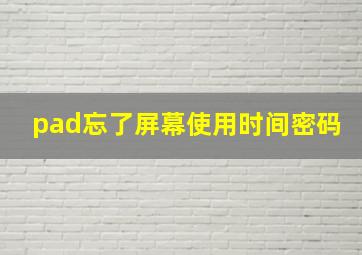 pad忘了屏幕使用时间密码