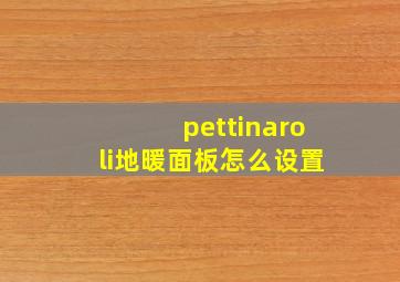 pettinaroli地暖面板怎么设置