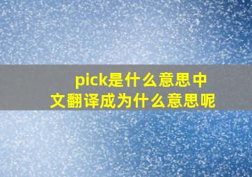 pick是什么意思中文翻译成为什么意思呢