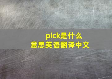 pick是什么意思英语翻译中文