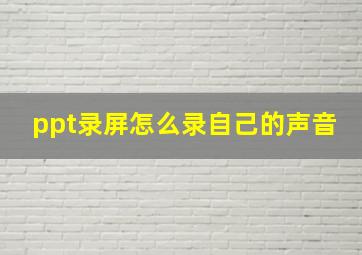 ppt录屏怎么录自己的声音