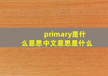 primary是什么意思中文意思是什么