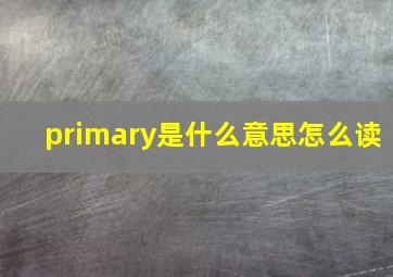 primary是什么意思怎么读