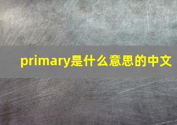 primary是什么意思的中文