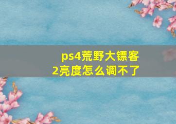 ps4荒野大镖客2亮度怎么调不了