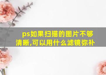 ps如果扫描的图片不够清晰,可以用什么滤镜弥补