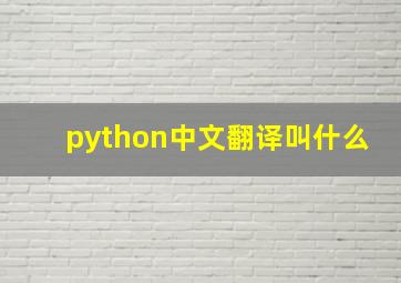 python中文翻译叫什么