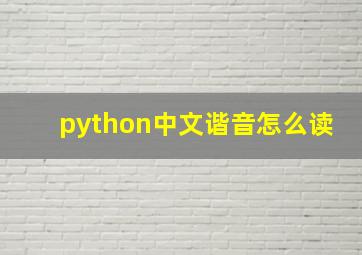 python中文谐音怎么读