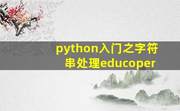 python入门之字符串处理educoper