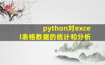 python对excel表格数据的统计和分析