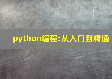 python编程:从入门到精通