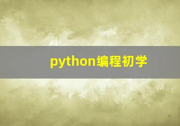 python编程初学