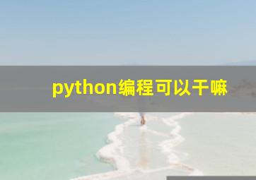 python编程可以干嘛