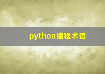 python编程术语