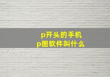 p开头的手机p图软件叫什么