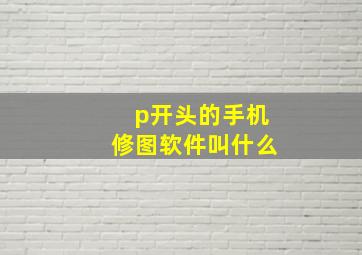 p开头的手机修图软件叫什么