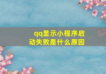 qq显示小程序启动失败是什么原因