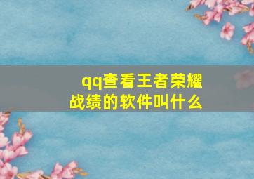 qq查看王者荣耀战绩的软件叫什么