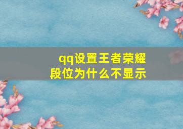 qq设置王者荣耀段位为什么不显示