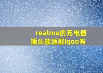 realme的充电器插头能适配iqoo吗