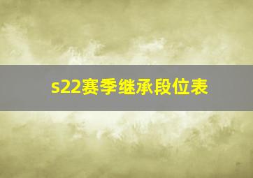 s22赛季继承段位表