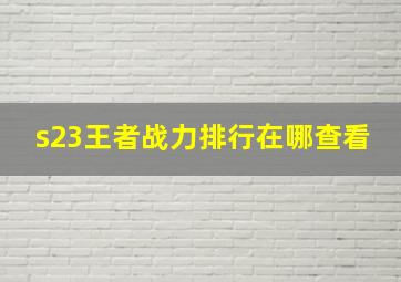 s23王者战力排行在哪查看