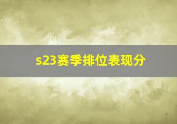 s23赛季排位表现分