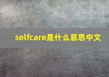 selfcare是什么意思中文