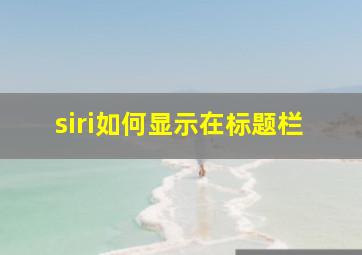 siri如何显示在标题栏