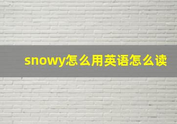 snowy怎么用英语怎么读