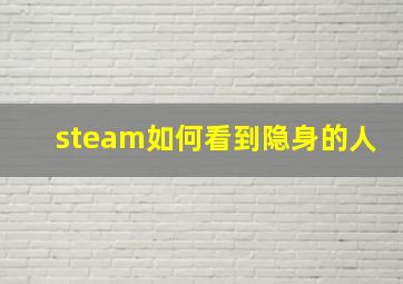 steam如何看到隐身的人