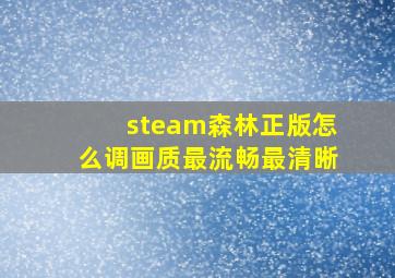 steam森林正版怎么调画质最流畅最清晰