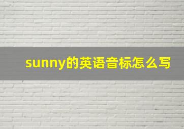 sunny的英语音标怎么写