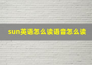 sun英语怎么读语音怎么读