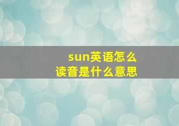 sun英语怎么读音是什么意思