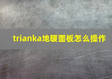 trianka地暖面板怎么操作