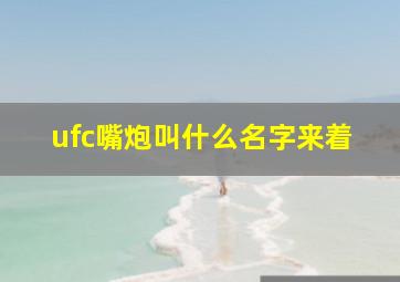 ufc嘴炮叫什么名字来着