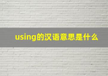 using的汉语意思是什么