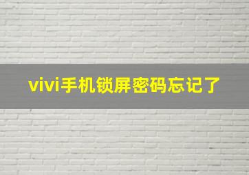 vivi手机锁屏密码忘记了