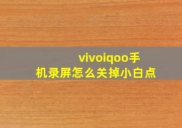 vivoiqoo手机录屏怎么关掉小白点