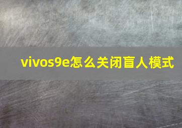 vivos9e怎么关闭盲人模式