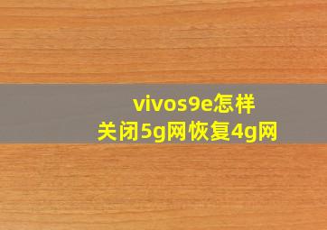 vivos9e怎样关闭5g网恢复4g网