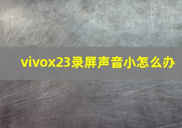 vivox23录屏声音小怎么办