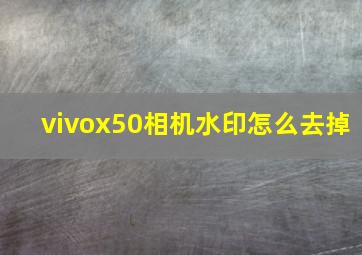 vivox50相机水印怎么去掉