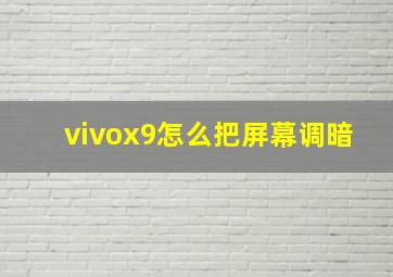 vivox9怎么把屏幕调暗