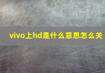 vivo上hd是什么意思怎么关