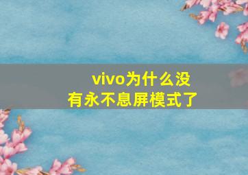 vivo为什么没有永不息屏模式了